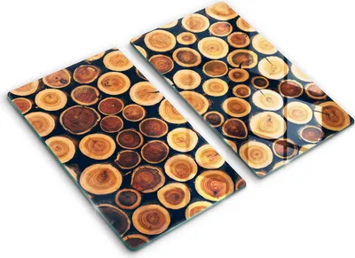 Produktbild von Glasschneideplatte - Herdabdeckplatte - 2x30x52 cm -Schneidebrett - Spritzschutz -Holzstümpfe