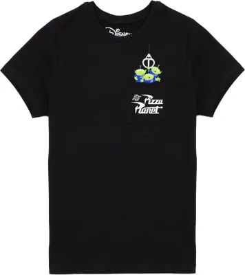 Produktbild von Toy Story - "The Claw Pizza Planet" T-Shirt, mit Tasche für Damen NS6323 (M) (Schwarz)