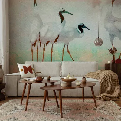 Produktbild von Selbstklebende Folie Fototapete - Cranes in Pastels 343x256 cm Tiere g-A-10033-a-a