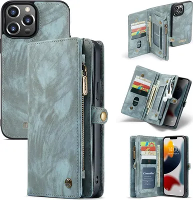 Produktbild von Caseme 008 iPhone 13 Pro Max Hülle Abnehmbare 2in1 Klapphülle Geldbörse - Blau