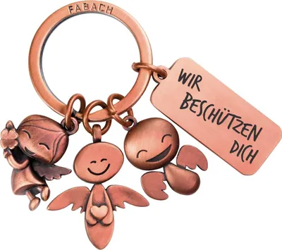 Produktbild von FABACH Schutzengel Schlüsselanhänger 3 Engel mit Gravur - Auto Schlüsselanhänger Fahr vorsichtig aus Metall für Autofahrer - Geschenk Glücksbringer Auto Führerschein - Wir beschützen Dich
