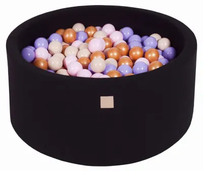 Image de Piscine à balles noire avec balles Or / Beige / Rose pastel / Lilas