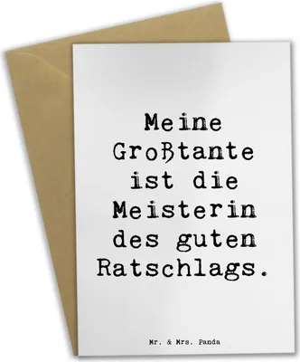 Produktbild von Mr. & Mrs. Panda Motivkarte Spruch Großtante Ratschlag - Weiß - Geschenk, weihnachtskarten, Familienmitglied, persönliche Erinnerungen, babykarte, einladungskarten