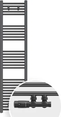 Produktbild von Aquabad Badheizkörper Virgo inkl. Multiblock Eckausführung 40x160cm 448W Anthrazit - Ohne Heizstab / Ohne Heizstabelement