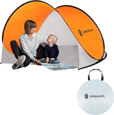 Obrázok produktu pre SPRINGOS Pop Up stan Plážový stan Záhradný stan Stan s funkciou Pop Up Druhý stan (sivo-oranžový)