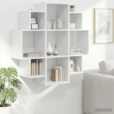 Produktbild von Möbel Wandregal Weiß 90 x 25 x 90 cm Holzwerkstoff - Wandregale CC1699
