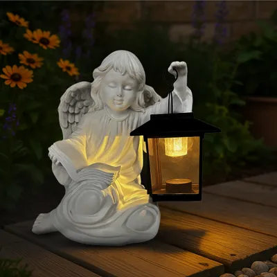 Produktbild von abc HOME | Dekofigur Engel mit Laterne | LED | Solarpanel | Lichtsensor