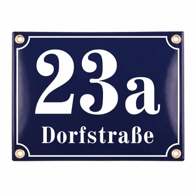 Produktbild von Hausnummerschild Hausnummer mit Straßenname - 20x15 cm - Keramik Emaille - Wetterfest - Personalisiert