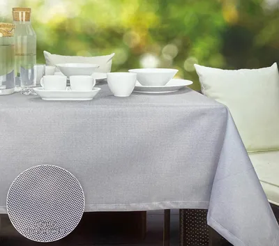 Produktbild von heimtexland ® Textile Outdoor Garten Tischdecke schmutz- und wasserabweisend waschbar Gartentischdecke Typ784 Grau 110 x 140 cm