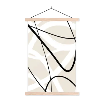 Produktbild von MuchoWow® Textilposter Linie - Abstrakt - Minimalismus - Pastell 120x180 cm mit holzfarbenen Rahmen - Textil-Plakat