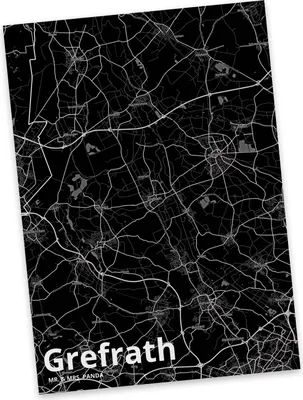 Produktbild von Mr. & Mrs. Panda Grußkarte Grefrath - Geschenk, Postkarten, Kunstkarten, Stadt Dorf Karte Landkarte Map Stadtplan, Fotokarte, Postkarte, Ansichtskarte