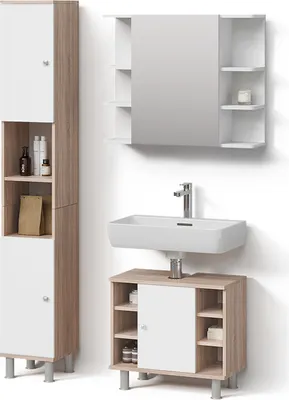 Image de Ensemble de meubles de salle de bain Livinity Fucino Sonoma 3 pièces, avec armoire haute, Model 52485