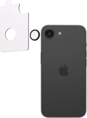 Produktbild von AlzaGuard Elite Linsenschutzfolie für iPhone 16e, schwarz, mit Montagerahmen