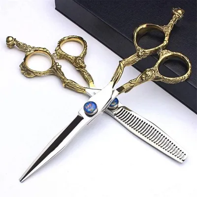 Productafbeelding van Kappersschaar, kappersschaar, haarschaar, gouden haarschaar, knipschaar en dunnerschaar, stylingmes, set van 6 inch