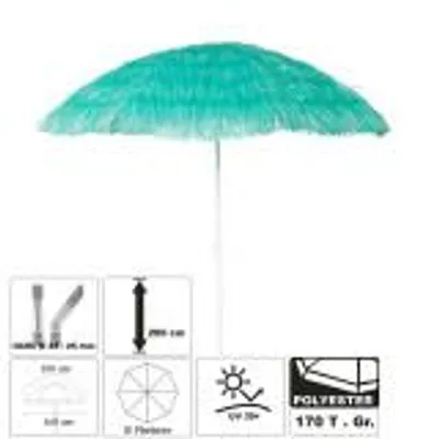 Produktbild von Hawaii Sonnenschirm Bastschirm Ø 160 cm UV30+ Strandschirm Knickschirm türkis