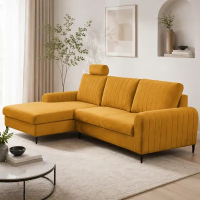 Produktbild von Ecksofa "MONACO" mit Schlaffunktion und Bettkasten L Form Couch