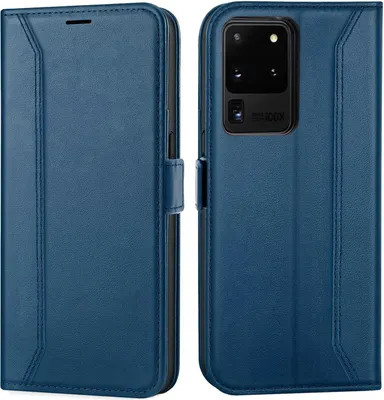 Produktbild von Conie RFID Klapp Tasche für Samsung Galaxy S20 Ultra Kartenfach Hülle Rundumschutz in Blau