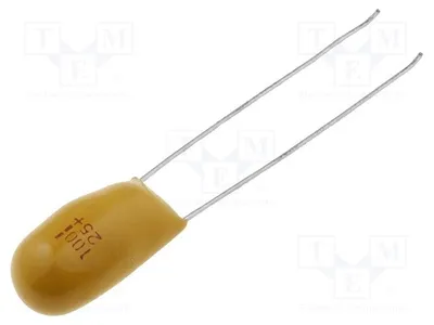 Obrázok produktu pre 1x Kondenzátor: Tantalový, 5 mm, TC-100/25, Tantalové kondenzátory, prepájivé (THT), 100 µF, 25 V DC