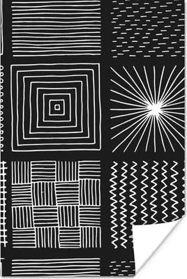 Produktbild von MuchoWow® Poster Schwarz - Weiß - Abstrakt - Muster 40x60 cm - Plakate für die Wand - Poster Babyzimmer