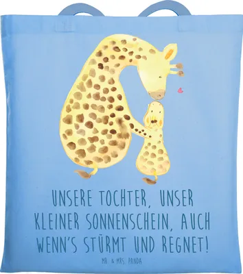 Produktbild von Mr. & Mrs. Panda Uni Tasche Tochter Sonnenschein - Sky Blue - Geschenk, Jubiläen, festival, Feiertage, Shopping, Tote Bag, Personalisierte Geschenke, Familie, Optimismus