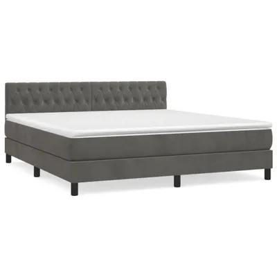 Immagine prodotto di vidaXL Letto a molle con materasso grigio scuro 180x200 cm in velluto