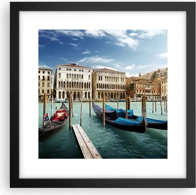 Produktbild von Gerahmtes Poster - Schwarzer Rahmen - Architektur venedig italien gondel - 30x30 cm - Wand Bild - Wanddeko - Wandbilder - Wandposter - Bilderrahmen - Bilder - Kunstdruck - Wandbild - P2BAC30x30-2705