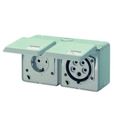 Obrázok produktu pre Mennekes CEE/SCHUKO-STECKD.230/400V-16A (4202 DOPPELDOSE IP44)