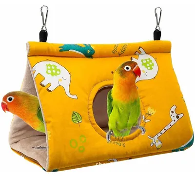 Produktbild von Papageien-Hängematte, Vogelnest, warm, weich, Plüsch, Hängematte, Käfigzelt für Wellensittiche, Nymphensittiche, Amazonen, Kakadus, Kanarienvögel, Käfigspielzeug M