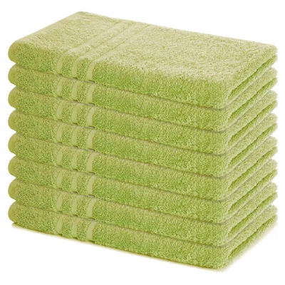 Zdjęcie produktu dla Zestaw 8 ręczników Lavea® 50 x 100 cm, Elena, 100% bawełna, ręcznik frotte, ręcznik sportowy, można prać w temperaturze 60°C, zestaw ręczników, jasnozielony