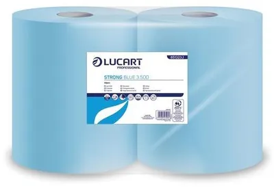 Produktbild von Lucart Strong Blue 3500 Industrielles Wischpapier - 3-lagig, 500 Blatt, 150m (Karton - 2rollen)