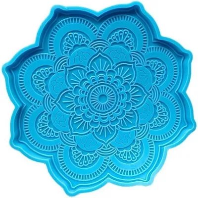Obrázok produktu pre Silikónová forma na podložky Mandala, 17,2 x 14,6 x 1,2 cm, modrá, vhodná na výrobu s epoxidovou živicou (DIY)