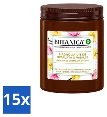 Productafbeelding van 15 x Botanica geurkaarsen van Air Wick, geur: vanille en magnolia - voordeelverpakking - 15 stuks