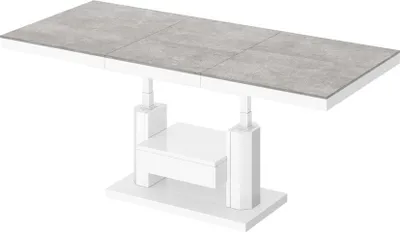 Produktbild von Design Couchtisch Tisch mit Schublade HM-120 Hochglanz stufenlos höhenverstellbar ausziehbar Esstisch