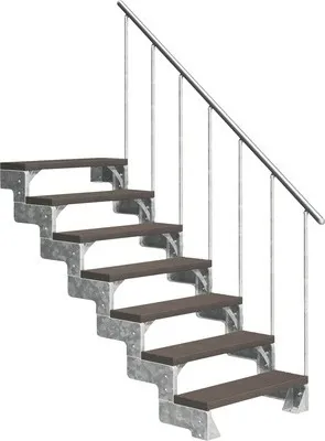 Produktbild von Aussentreppe Pertura Tallis mit Geländer 7 Steigungen 100 cm dunkelbraun