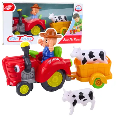 Produktbild von Interaktiver Bauerntraktor mit Anhänger, Kuhfigur, Lichtern und Geräuschen