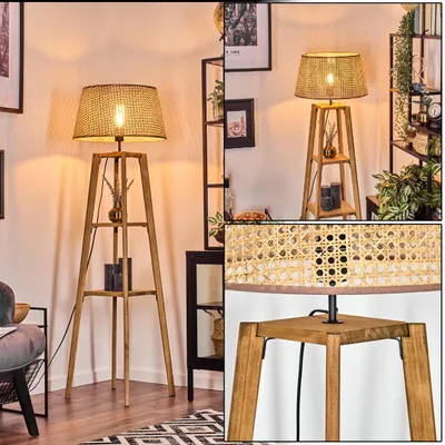 Produktbild von Varoni Stehlampe aus Holz/Rattan in Naturfarben/Beige