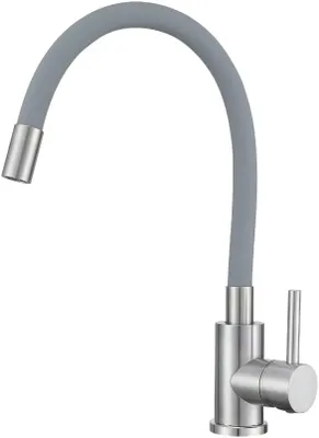 Produktbild von VBChome Küchenarmatur mit flexibler Grau Silikonbrause – Flexibler Wasserhahn mit Einhebelmischer für Spüle – Armatur Gebürstetes Detail