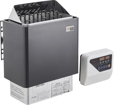 Immagine prodotto di Riscaldatore elettrico per sauna, 8 kW, 400 V, 3N, per uso interno ed esterno, con timer di 3 ore, controllo digitale per ambienti da 8–12 m³, temperatura massima di 110 °C, adatto per uso privato e commerciale