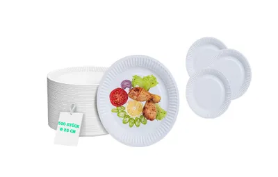 Produktbild von 500 Stück Pappteller rund 23 cm - 100 % Papier, Grillparty, Picknick