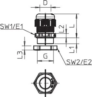 Immagine prodotto di 25 pezzi Collegamento a vite con controdado - Pressacavo / connettore M25 V-TEC VM25+ LGR