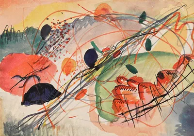 Produktbild von Legendarte - Kunstdruck auf Leinwand - Aquarell 6 Wassily Kandinsky - Wanddeko, Canvas cm. 50x70