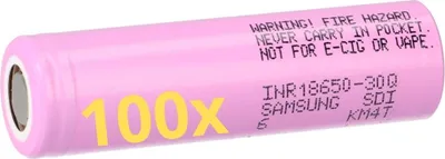 Obrázok produktu pre 100x Samsung INR 18650 30Q 3,7 V Li-Ion 3000 mAh 15 A batérie
