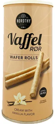 Produktbild von Waffelröllchen mit Vanillegeschmack Nordthy Denmark 250g