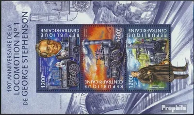 Produktbild von Briefmarken Zentralafrikanische Republik 2015 Mi 5296-5298 Kleinbogen (kompl. Ausgabe) postfrisch Georg Stephenson