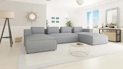 Produktbild von S-STYLE MÖBEL - Moderne Wohnlandschaft Lorine aus Grau Luxusmicrofaser mit weichem Sitz, B/T/H: 327 cm/ 176 cm/ 64 cm
