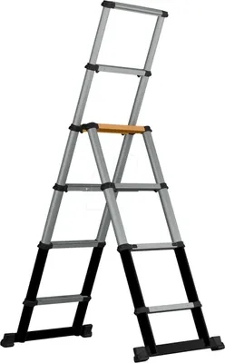 Image de Escabeau télescopique aluminium - 2,35 m 8 marches - pliable compact