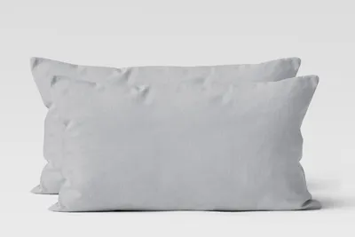 Produktbild von 2er Set Renforcé UNI Kissenhüllen 40x80 cm Kopfkissen Garnitur 100% Baumwolle Mit Reißverschluss silber