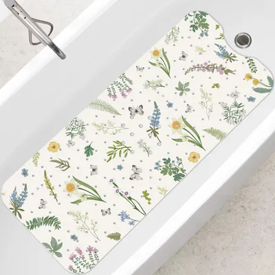 Image de Tapis de bain antidérapant, vert, 100 x 40 cm, en PVC, résistant à la moisissure, lavable en machine
