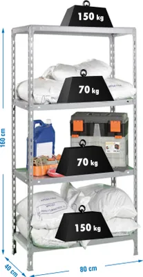 Zdjęcie produktu dla Regał metalowy ECOCLICK MINI 4/400 1600 GALVA