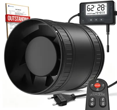 Obrázek produktu pro Kanálový ventilátor 100 mm - Tichý - S dálkovým ovladačem - 6 rychlostí